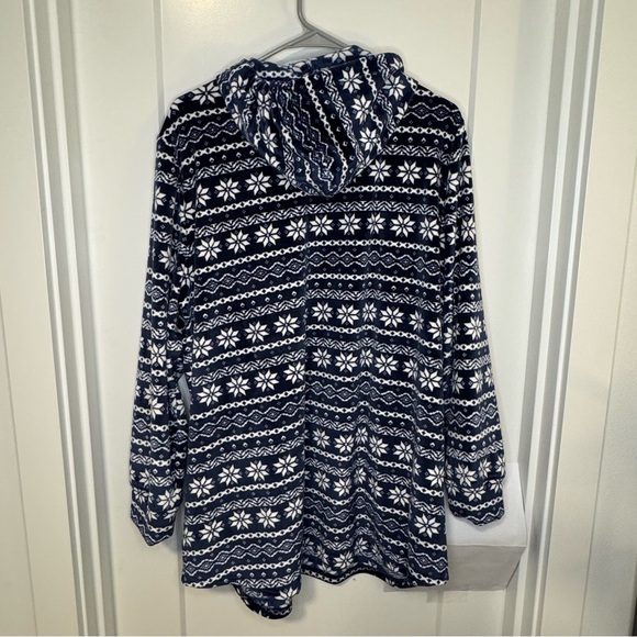 Lands’ End Fleece Pullover Blue White Snowflake 2X - Picture 3 of 6